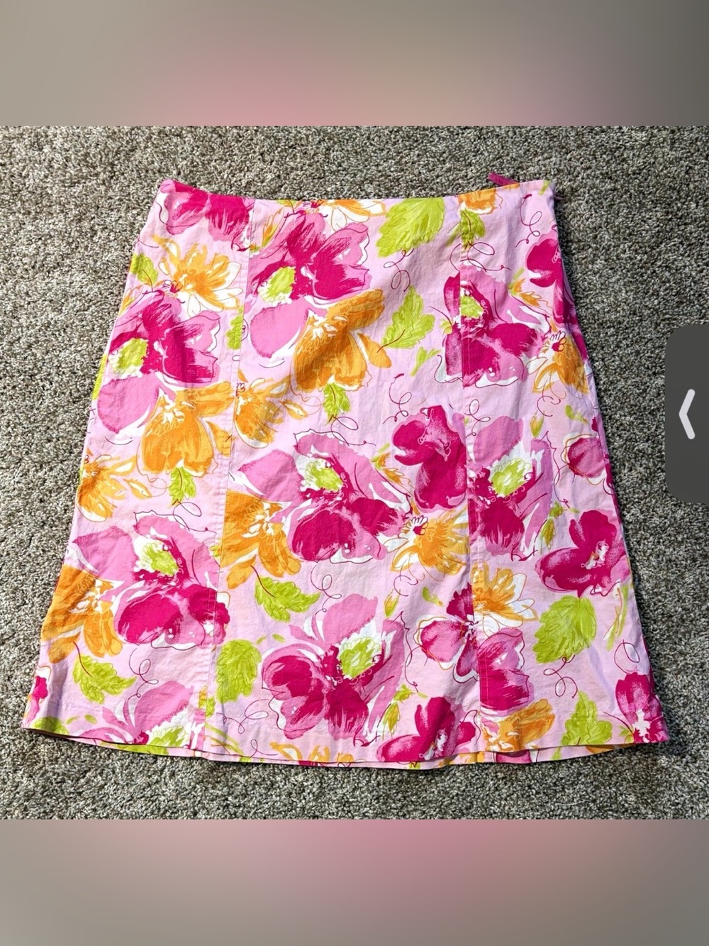 Rafael Women's A-Line Knee Skirt Floral Pink Orange Green Zip 10